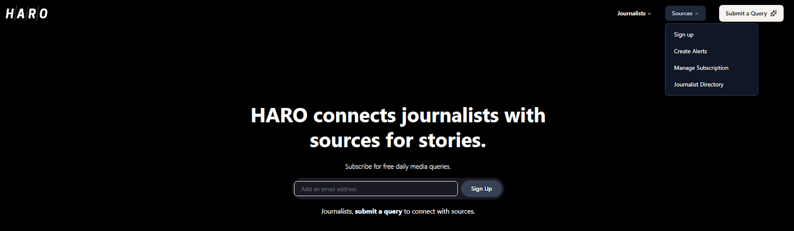 HARO platform dashboard showing journalist queries available for expert responses