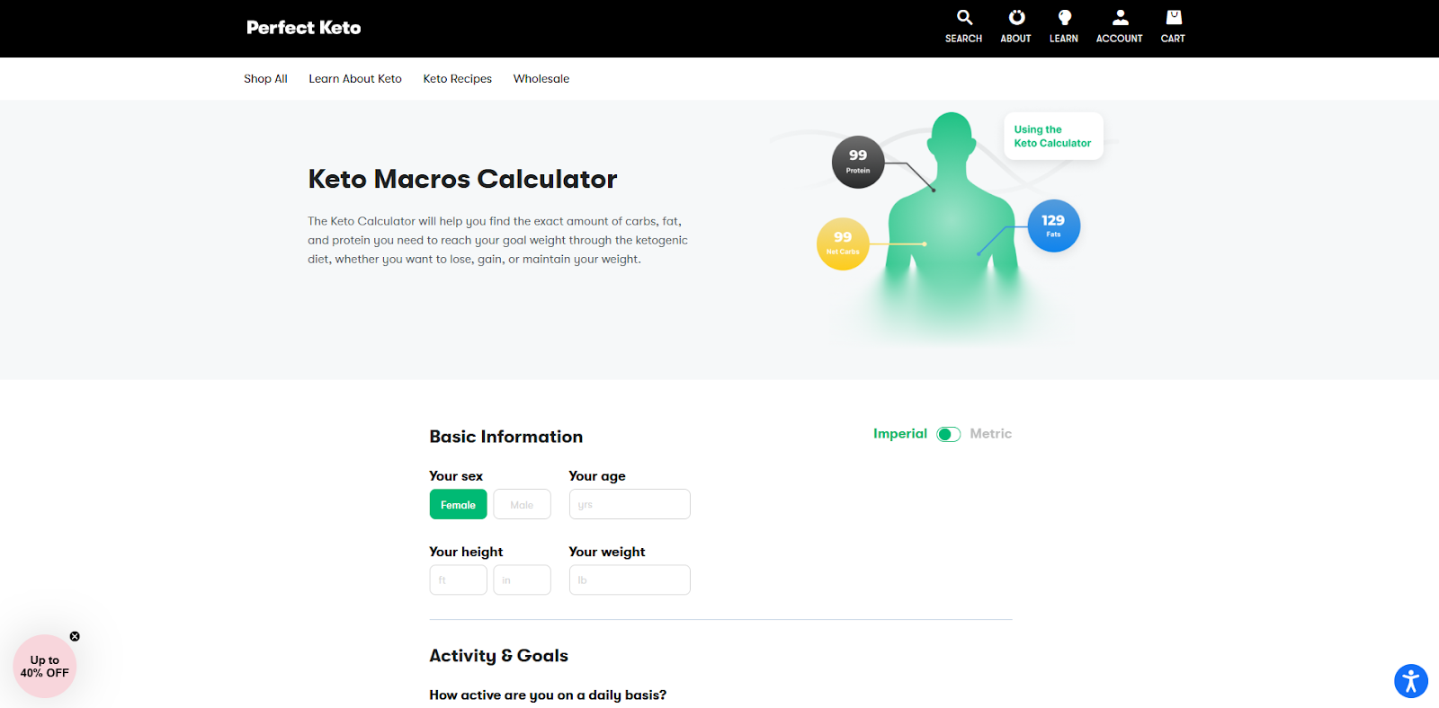 Perfect Keto’s keto macros calculator