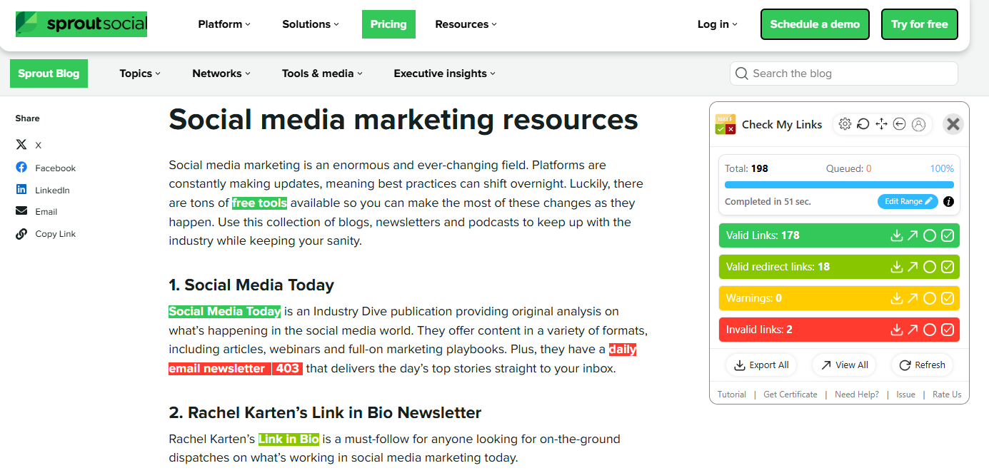 check my links extension example