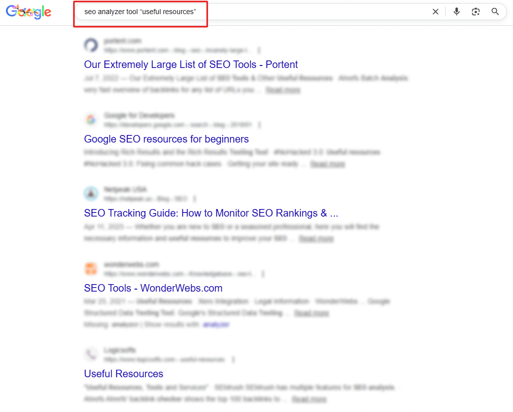 finding resource page using search operators