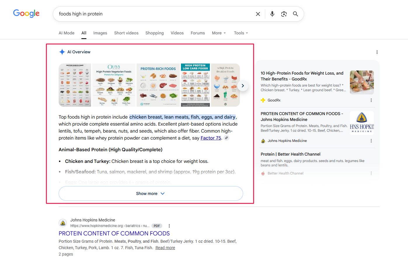 image displaying the AI overview section in SERP