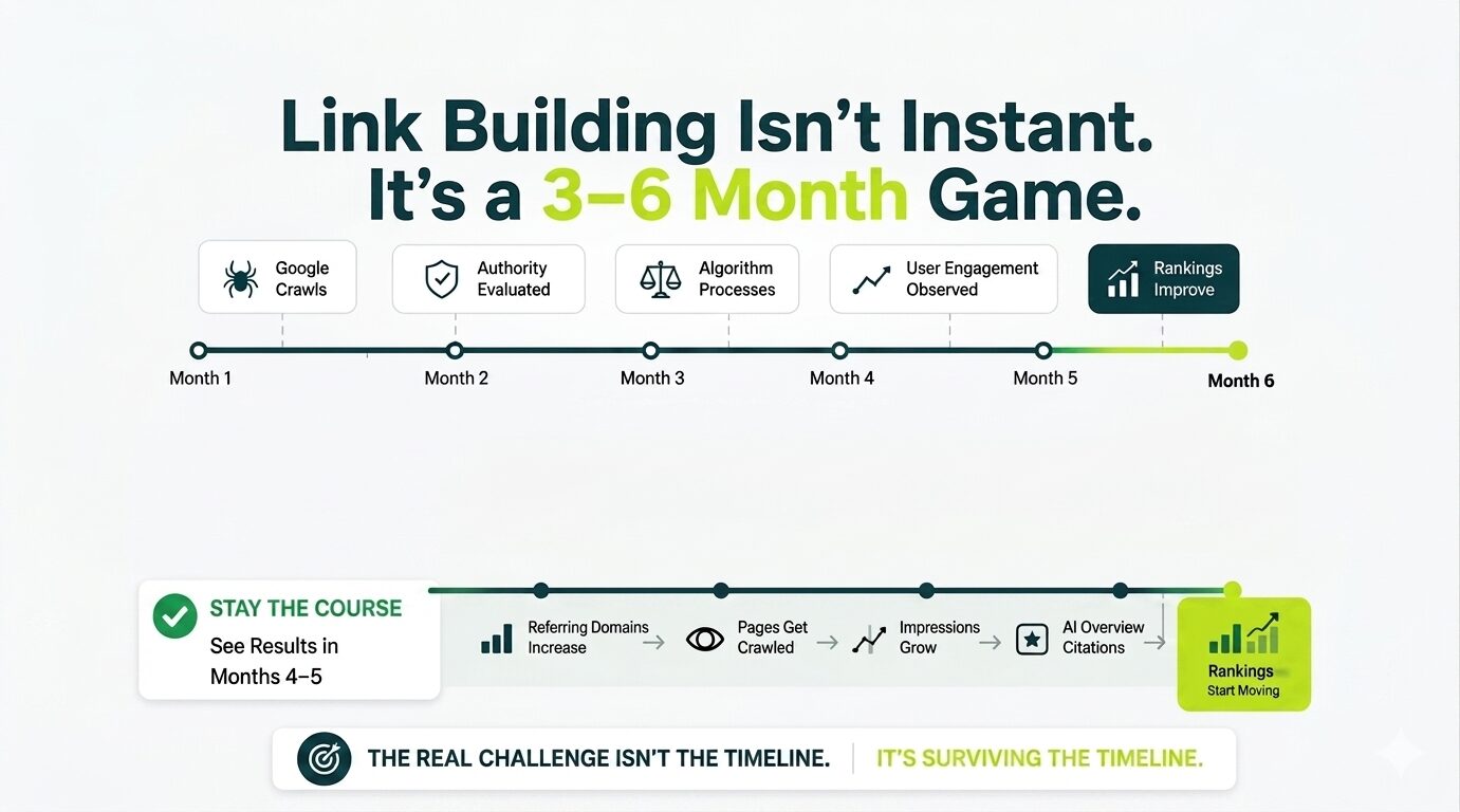 image displaying the time when link building shows results