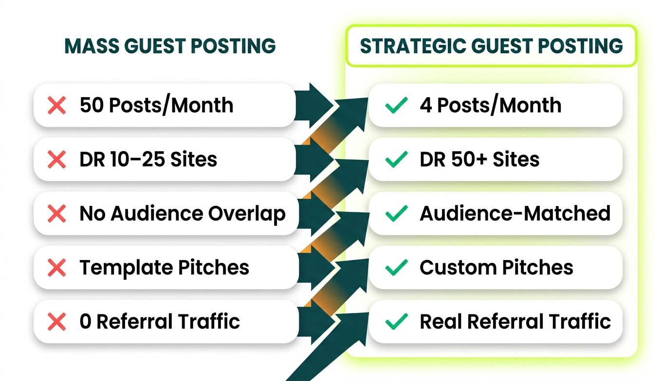 mass guest posting vs strategic guest posting