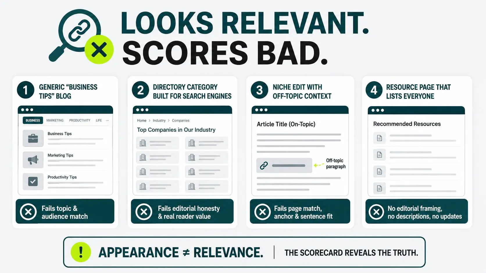 image displaying links that look relevant but score bad