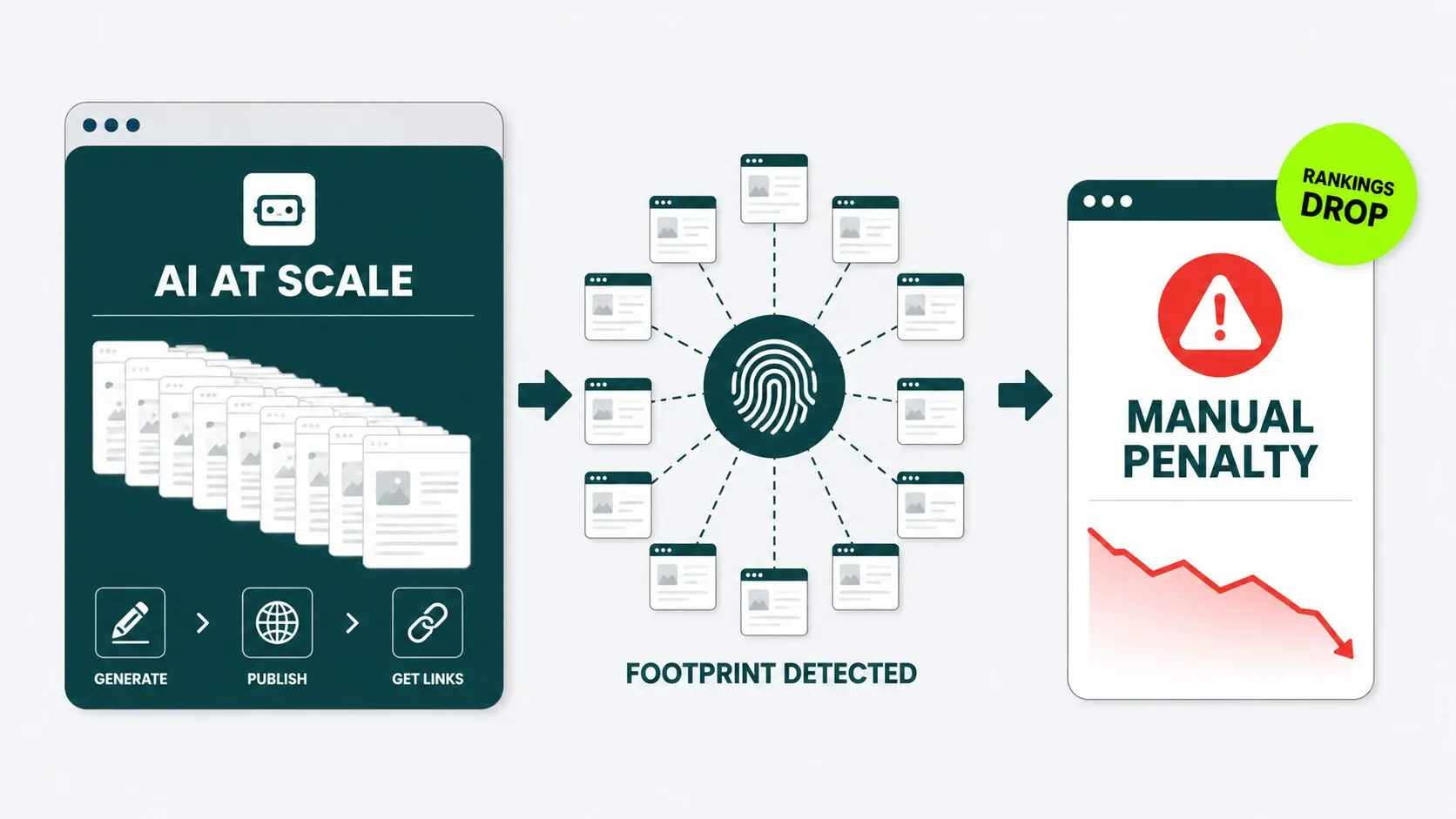 auto generating at scale can leave footprint and cause manual penalty