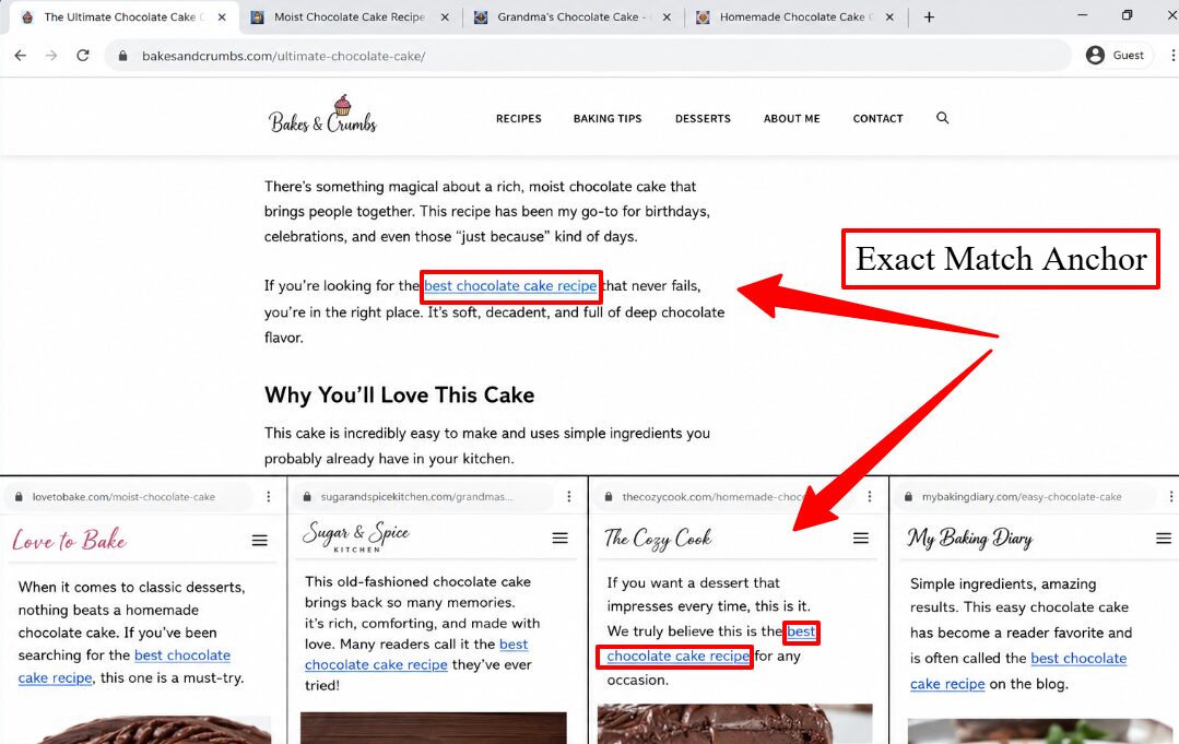 exact match anchor text example