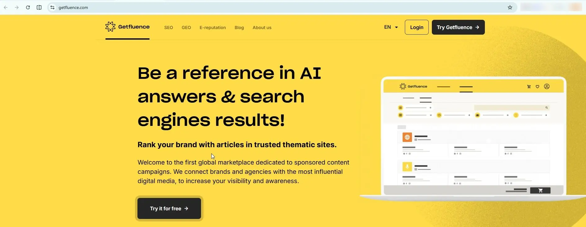 getfluence dashboard