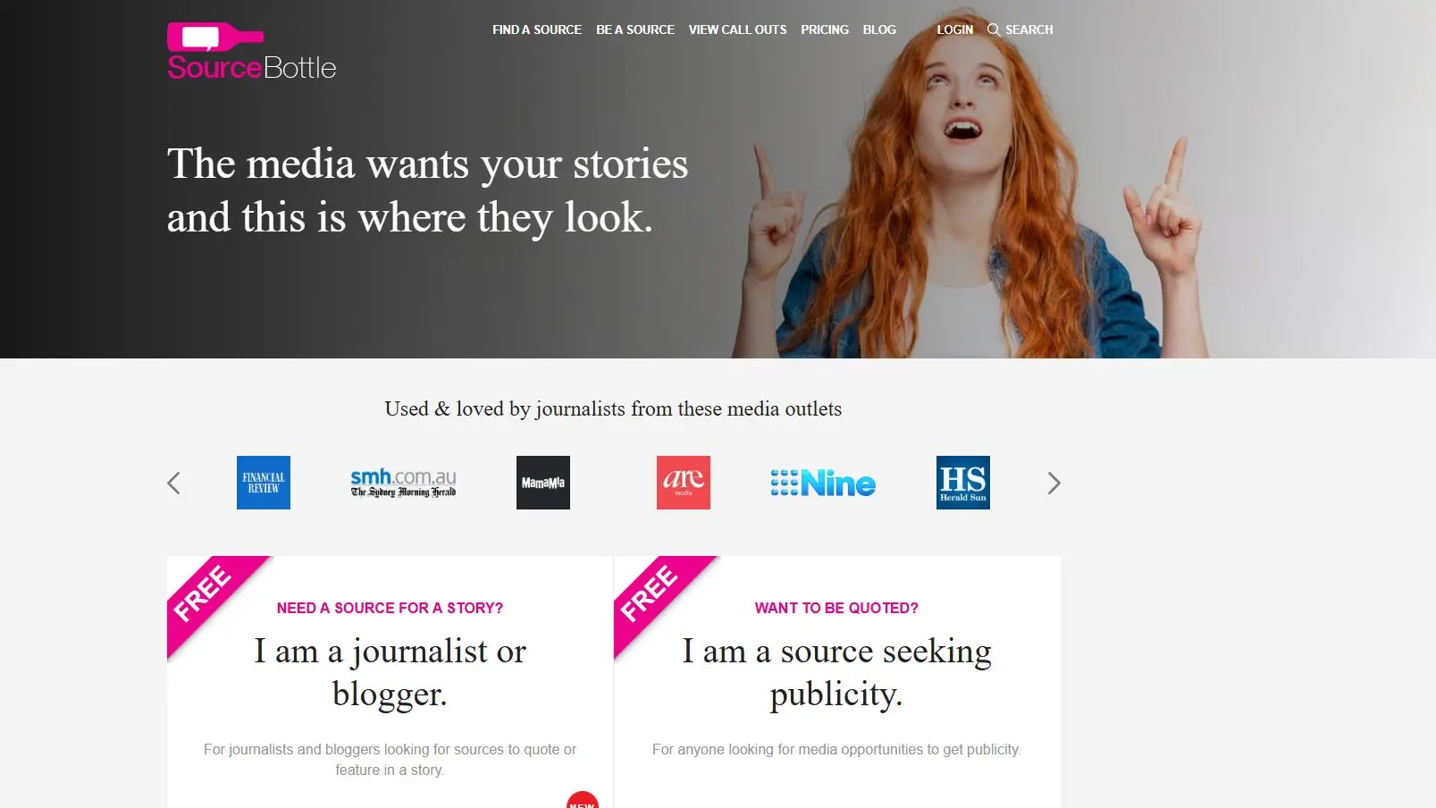 5. SourceBottle: Best for Lifestyle, Australia, and UK Markets