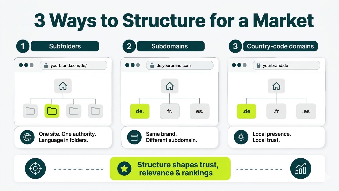 image showing three ways to structure for a market