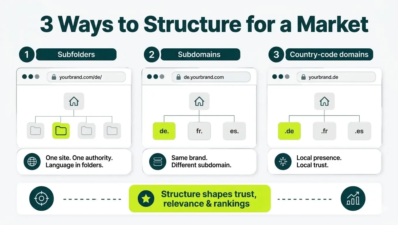 image showing three ways to structure for a market