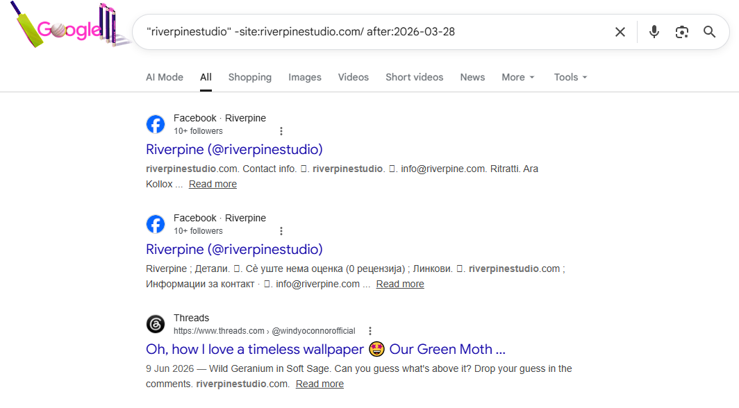 search operator to find brand mentions in particular time period