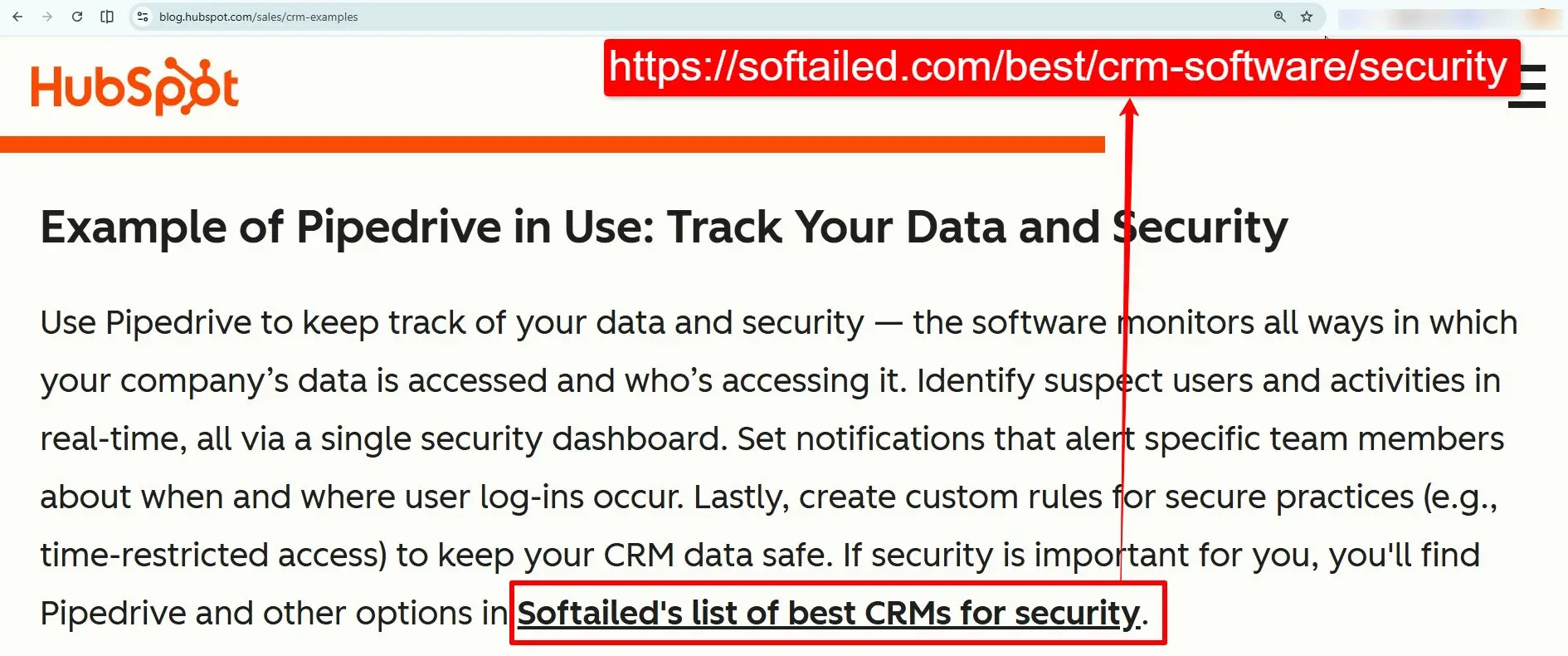 hubspot blog after a curated link was added