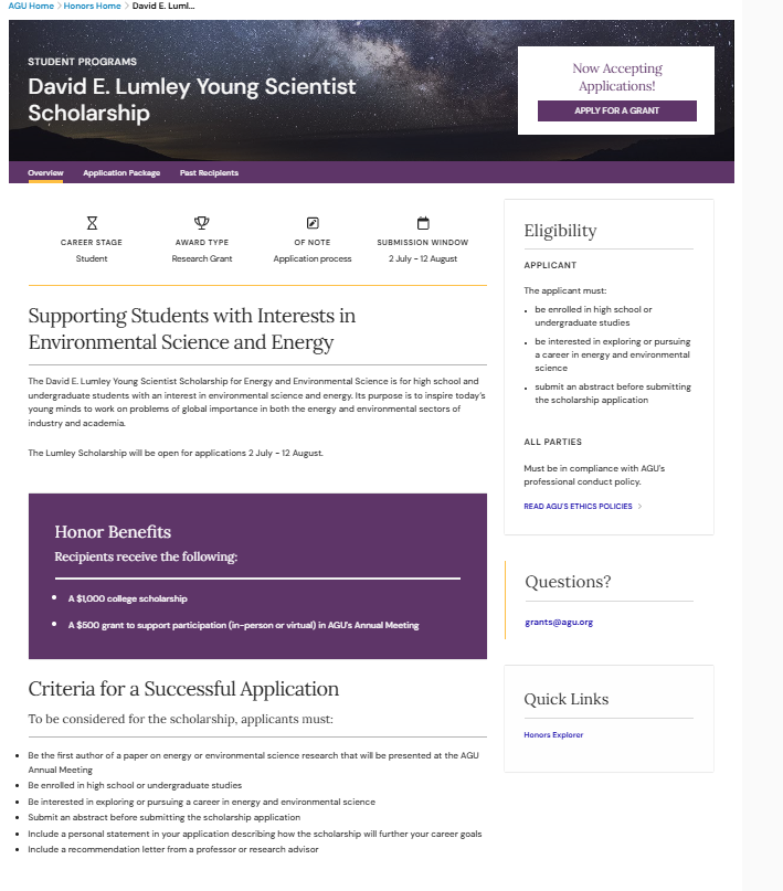 define the scholarship include eligibility, awards and application requirements