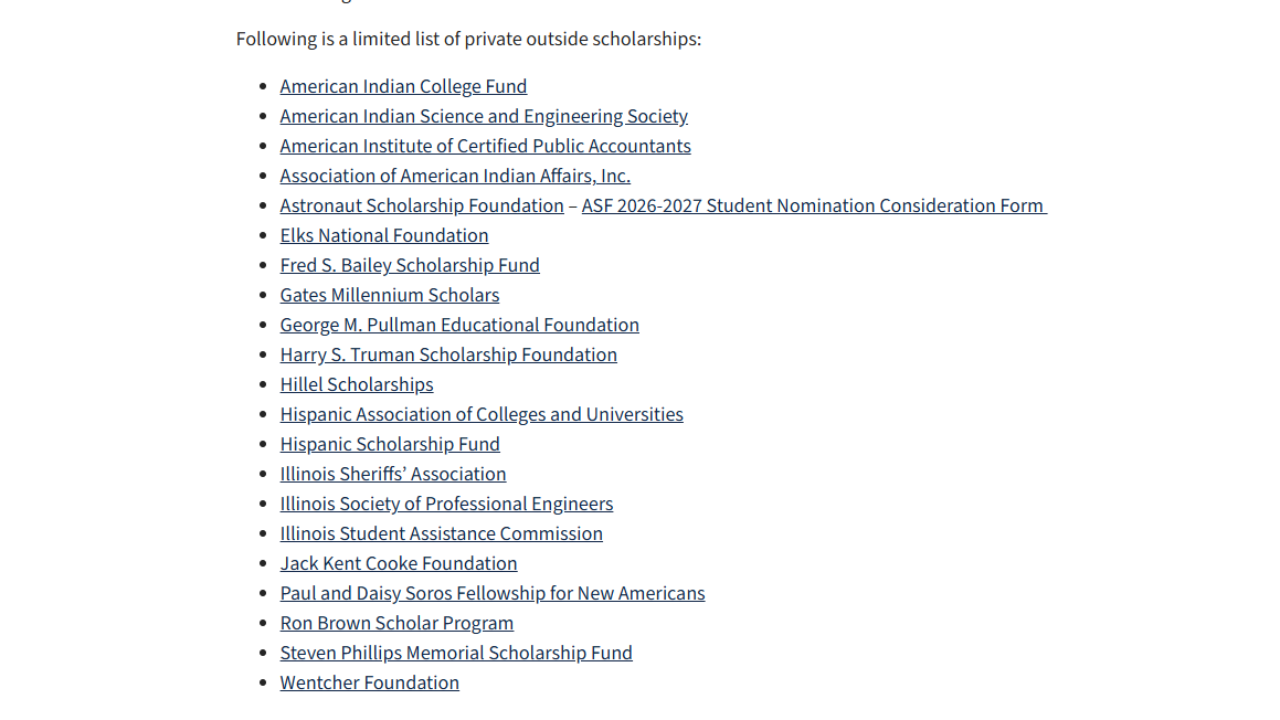 list of scholarship from university of illinois