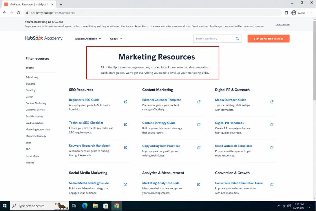 use resource pages to find prospects