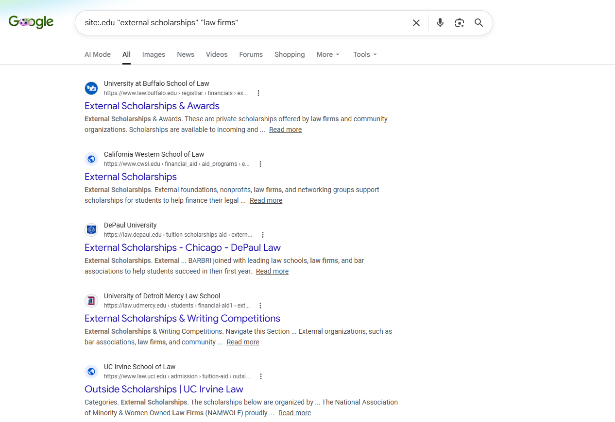 using site operator in google search to find relevant universities