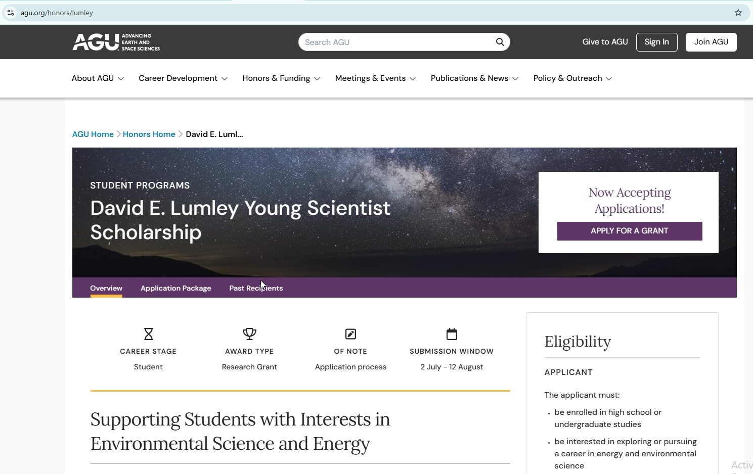 scholarship page should be relevant to your business
