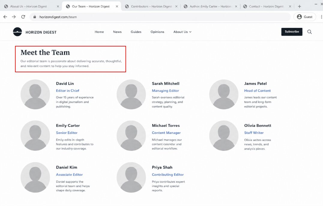 using team page to find contract details