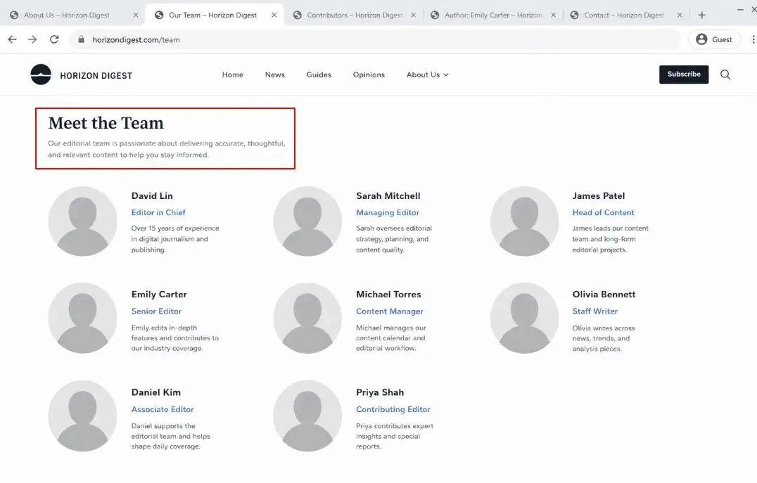 using team page to find contract details
