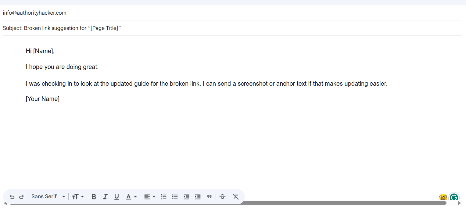 broken link building - follow up - Template broken link building - follow up - Template