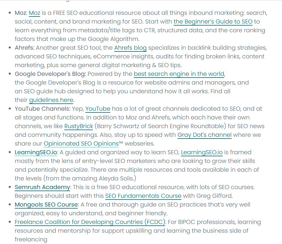 seo resource page - thegray company