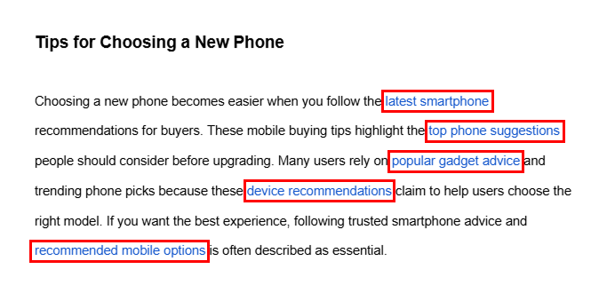 Link stuffing inside the Article