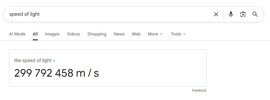 Direct Answer Box showing a quick answer in Google search results.