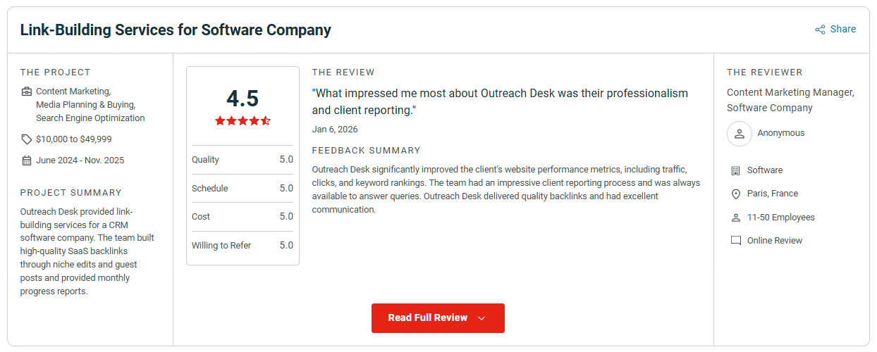 Outreach Desk Review