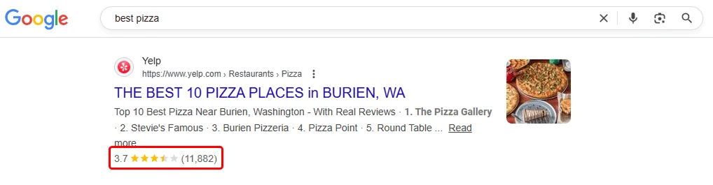 review star and rating screenshot