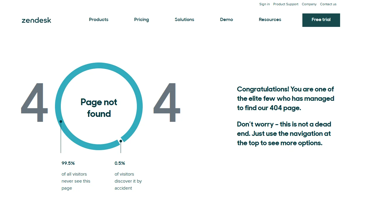 404 page not found error shown after clicking a broken link.