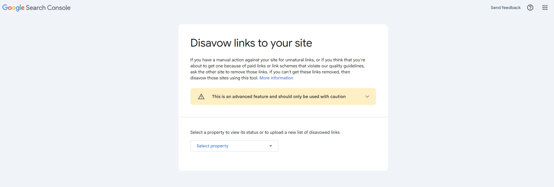 Google disavow tool screenshot