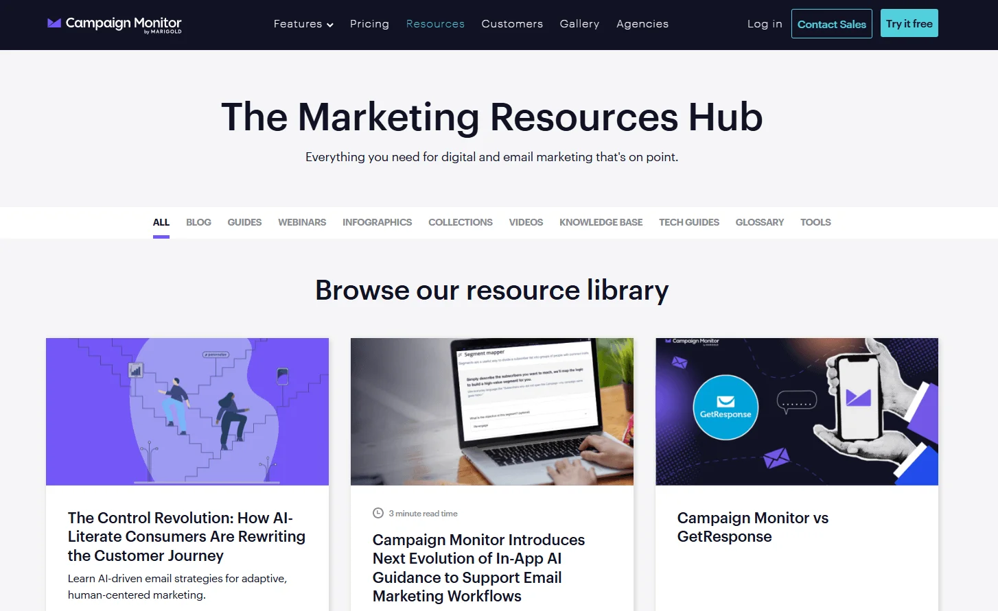Campaign Monitor’s marketing resource hub