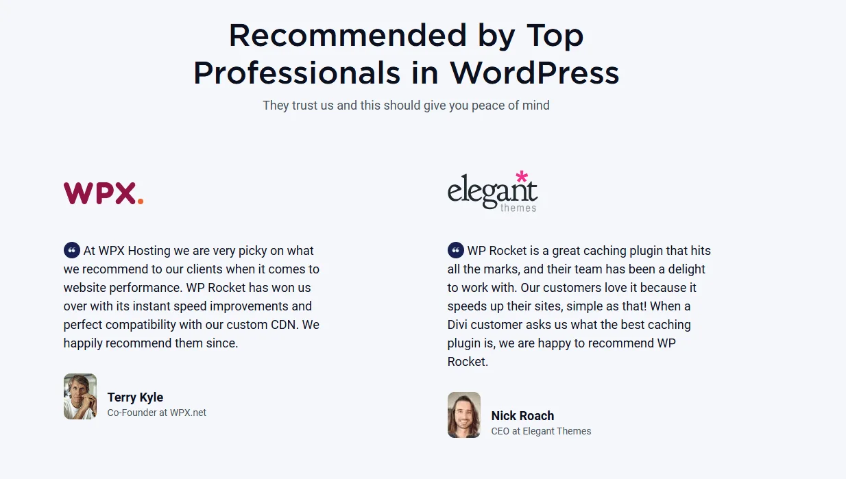 Company showcasing customer testimonial with client name, brand name, and website link