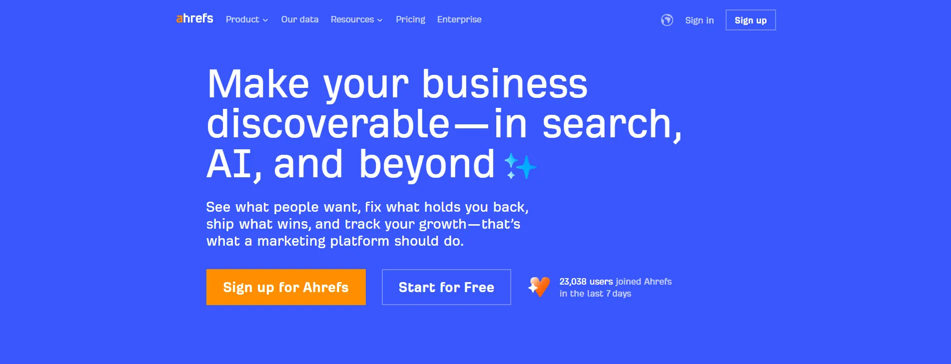 Ahrefs homepage screenshot