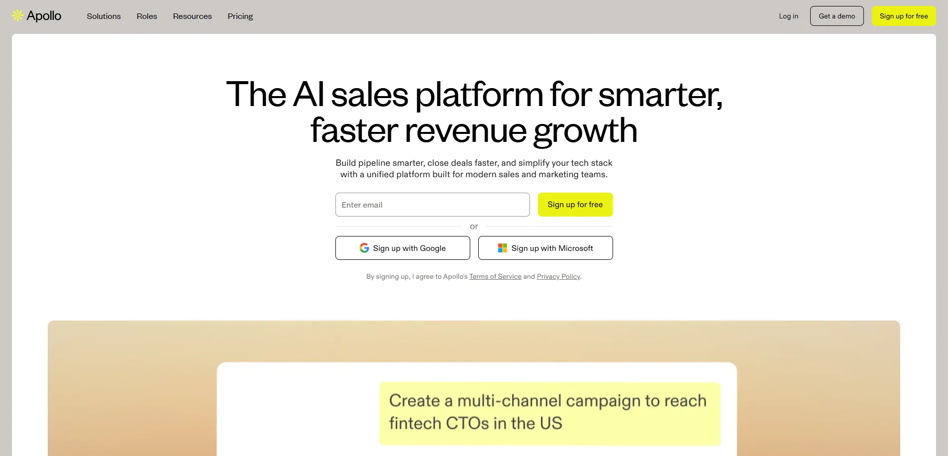 Apollo homepage screenshot
