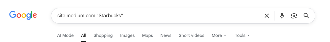 Finding unlinked brand mentions using a search operator
