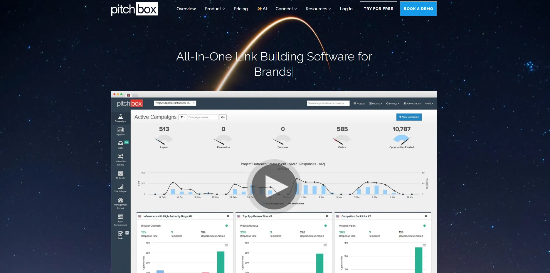 Pitchbox homepage screenshot