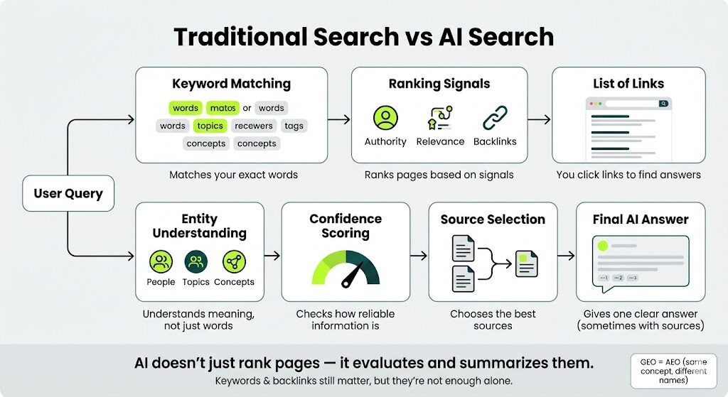 traditional search vs. AI search