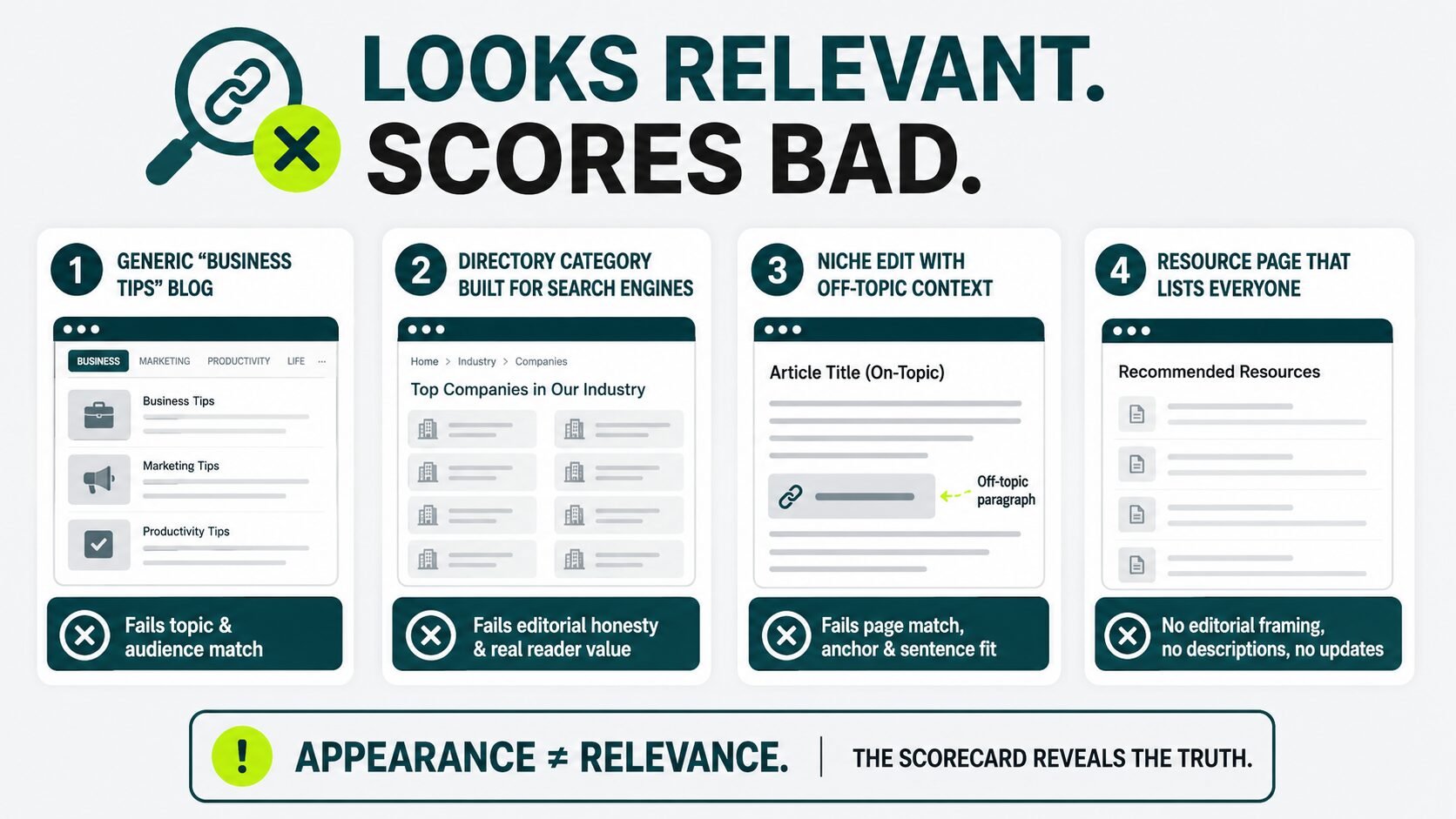 image displaying links that look relevant but score bad