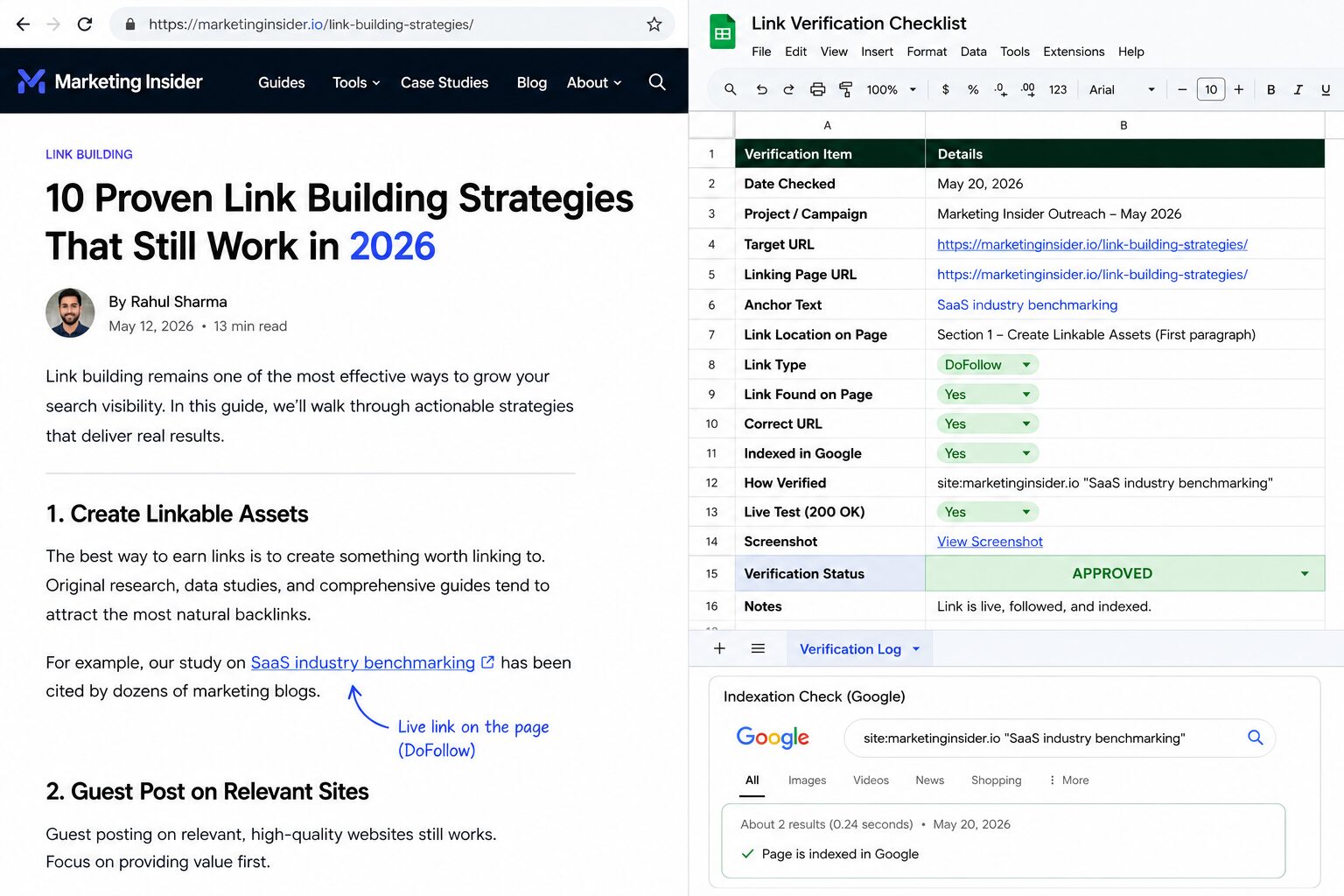 image displaying link verification checklist