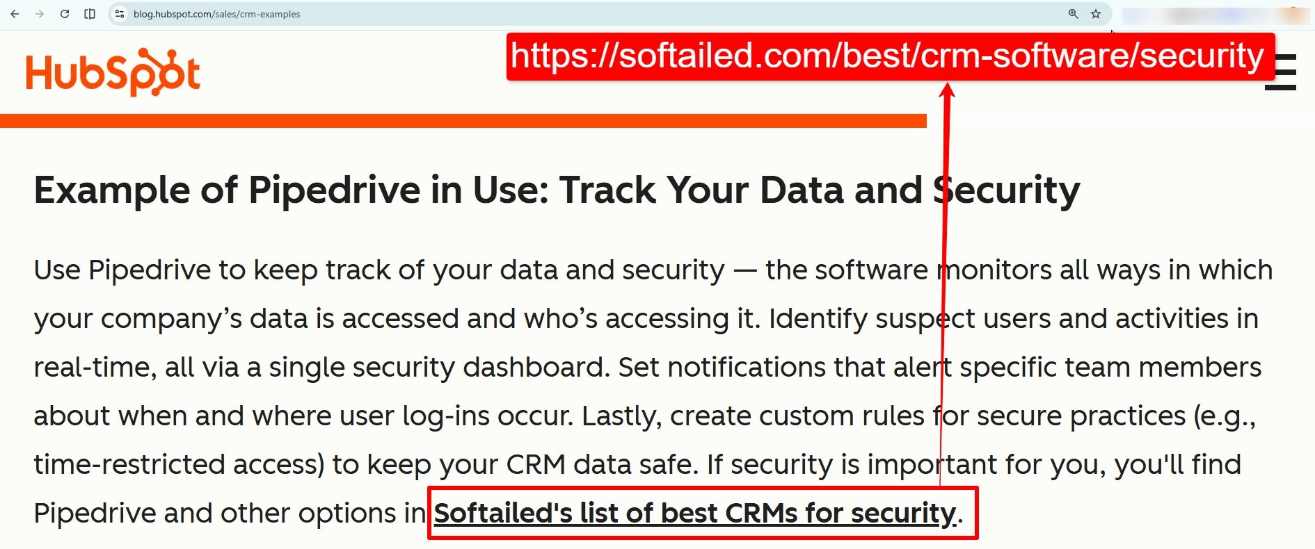 hubspot blog after a curated link was added