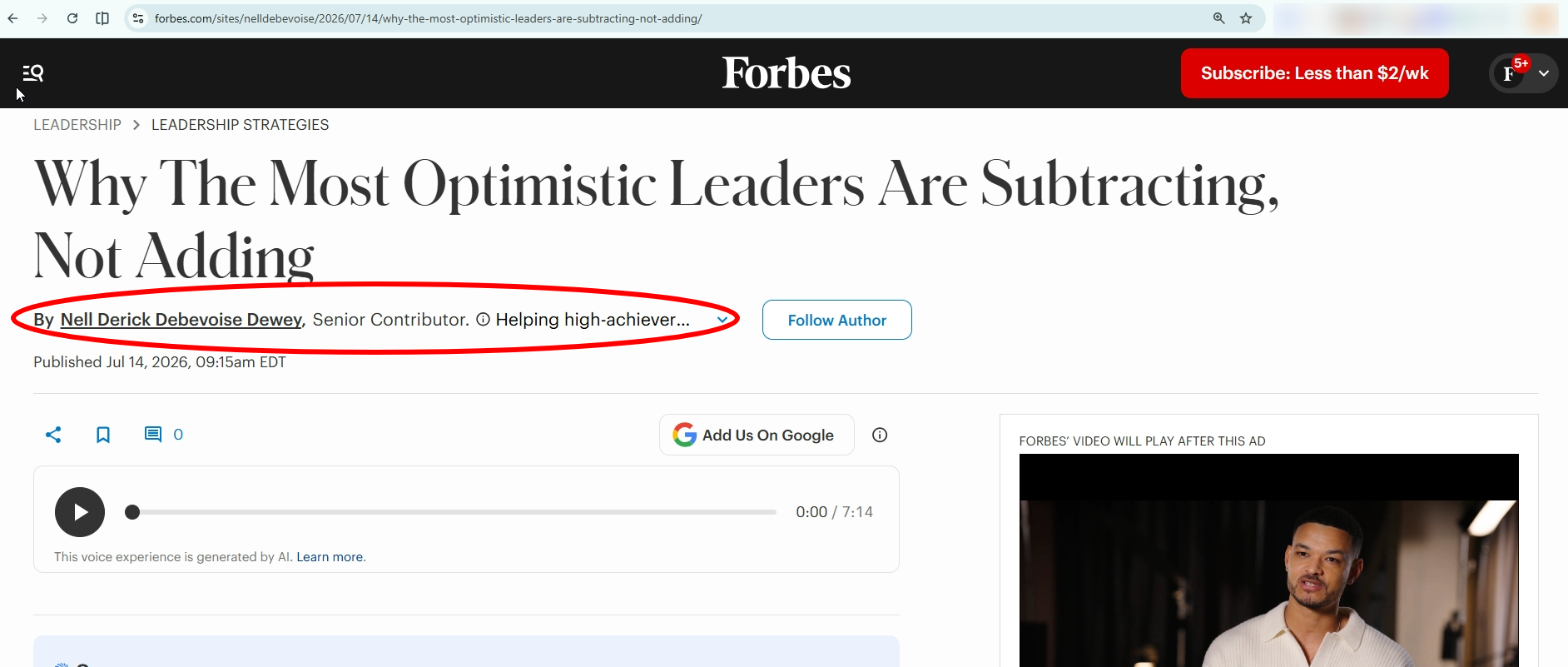 Screenshot of a Forbes contributor article illustrating an editorial guest contribution published under the author's byline.